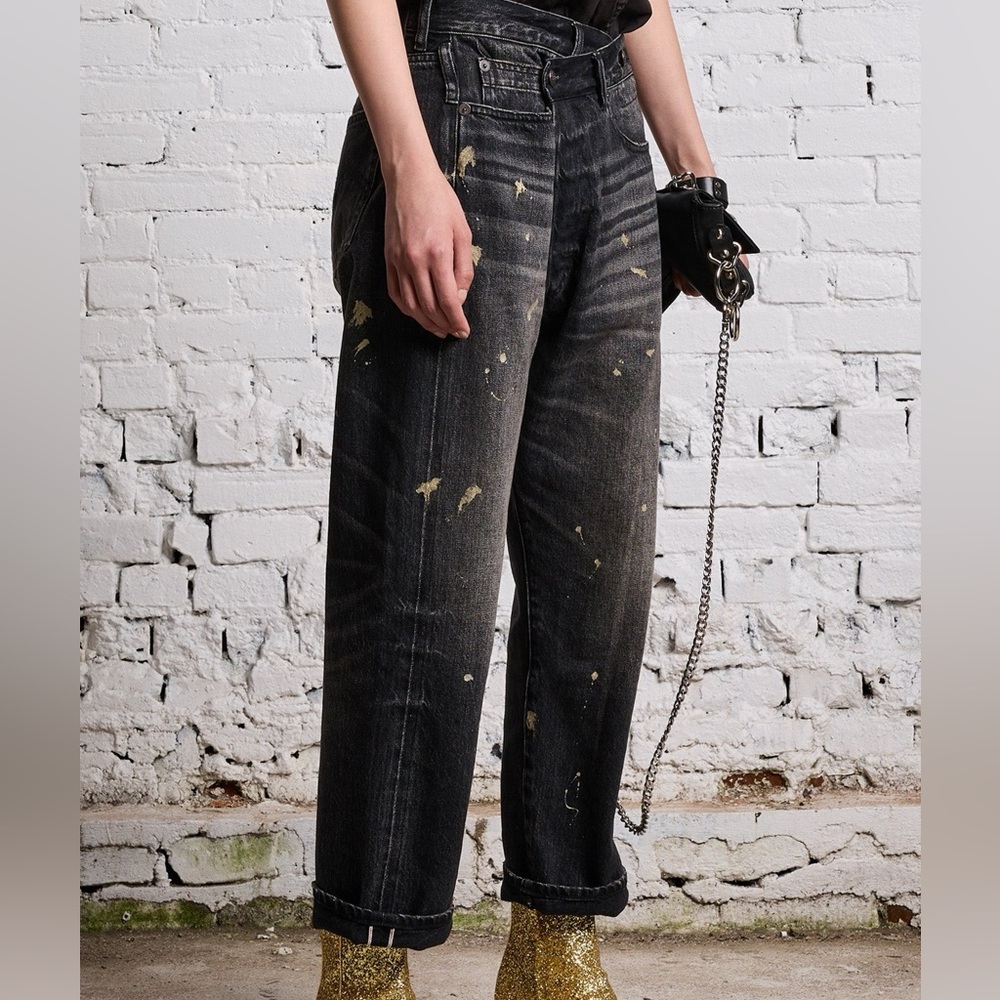 R13 Gold Splatter Crossover Jean, Eton Selvedge black, 26 - Picture 7 of 16
